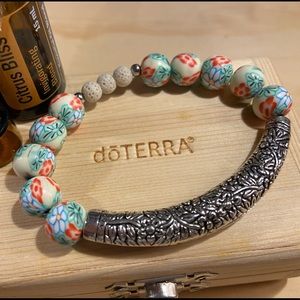 Artisan aromatherapy bracelet sterling silver bar